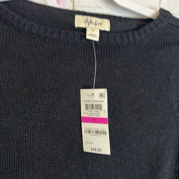 NWT STYLE & CO BLACK BELL FLARE SLEEVE AND WAIST SWEATER SIZE PP - Picture 6 of 12